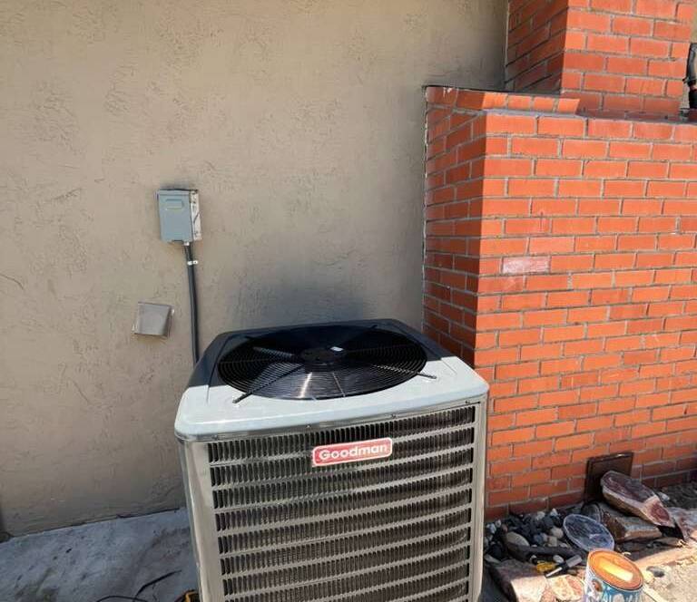 New outdoor AC condenser installed by Jacob Construction