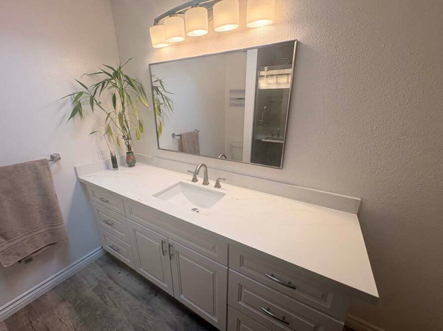Remodeled bathroom vanity in an Oceanside home